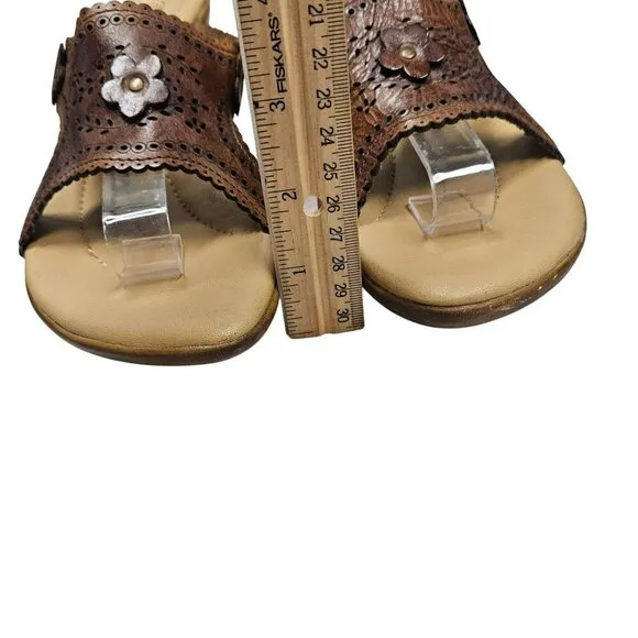 Brown Leather Wedge Sandals By Earth Origins Womens Size 7.5