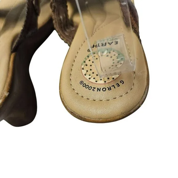 Brown Leather Wedge Sandals By Earth Origins Womens Size 7.5