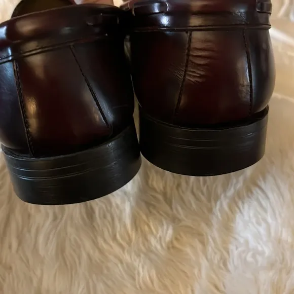 Brown Merlot Made In Spain Oxblood Leather Slip On Tassel Loafers Sz 8