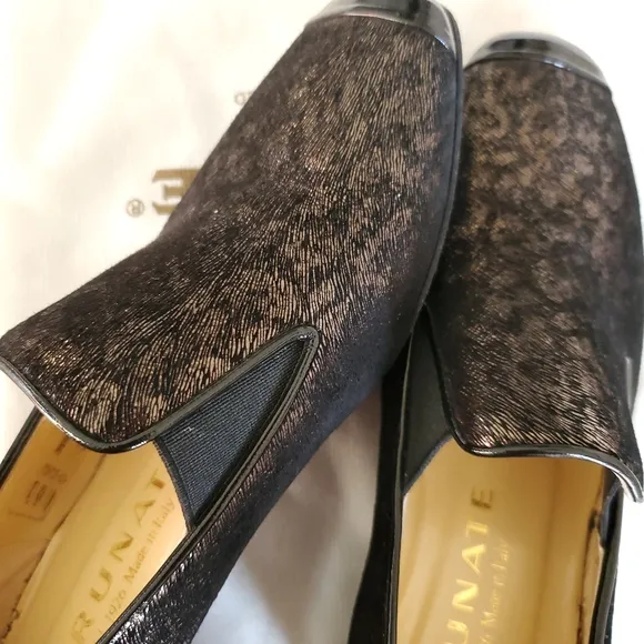 Brunate Women's Slip On Italian Loafers Black Size 6