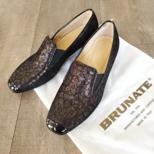 Brunate Women's Slip On Italian Loafers Black Size 6