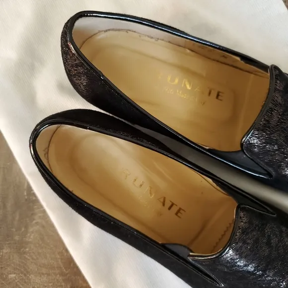 Brunate Women's Slip On Italian Loafers Black Size 6