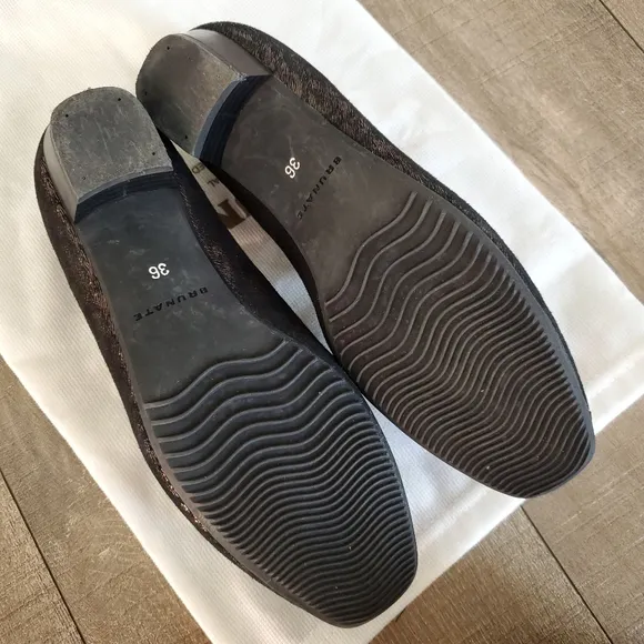Brunate Women's Slip On Italian Loafers Black Size 6