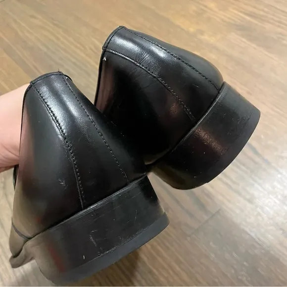 Bruno Magli Black Leather Slip On Tassel Loafers Shoes size 9