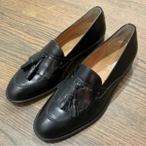 Bruno Magli Black Leather Slip On Tassel Loafers Shoes size 9