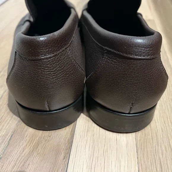 Bruno Magli Italy men's dark brown leather moc toe slip on loafer size US 13M