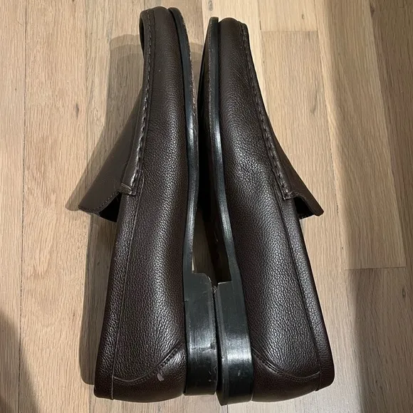 Bruno Magli Italy men's dark brown leather moc toe slip on loafer size US 13M