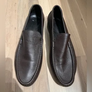 Bruno Magli Italy men's dark brown leather moc toe slip on loafer size US 13M