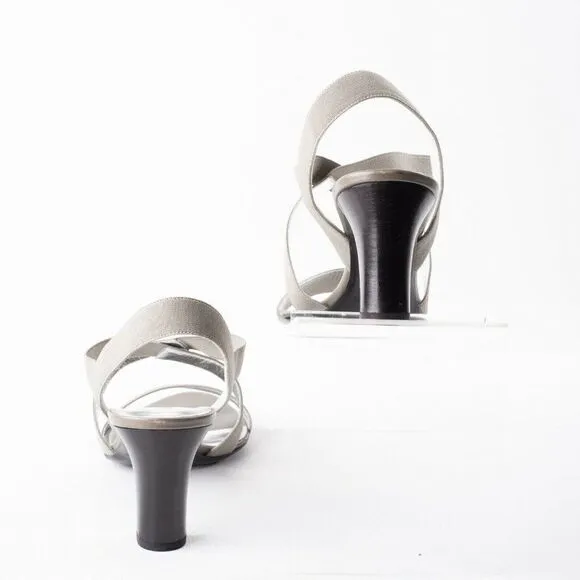 Bruno Magli Womens Gray Heeled Strappy Sandals 9.5