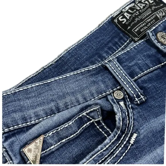BUCKLE SALVAGE Jeans, Men’s Size 32/32, Straight Distressed Blue RN# 75720