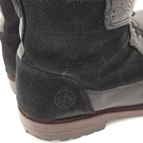 Bullboxer ankle boots mens black leather canvas upper Lace-up y2k casual retro