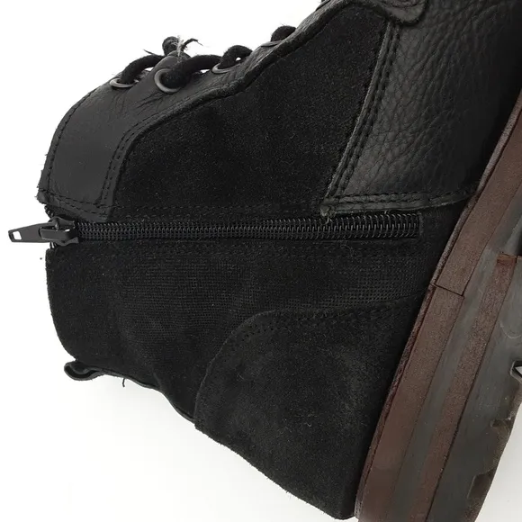 Bullboxer ankle boots mens black leather canvas upper Lace-up y2k casual retro