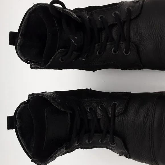 Bullboxer ankle boots mens black leather canvas upper Lace-up y2k casual retro