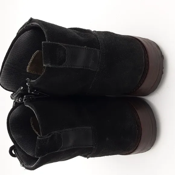 Bullboxer ankle boots mens black leather canvas upper Lace-up y2k casual retro