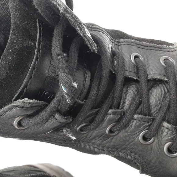 Bullboxer ankle boots mens black leather canvas upper Lace-up y2k casual retro