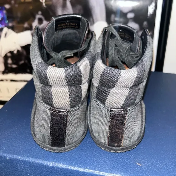 Burberry Check Canvas Leather High Top Sneakers