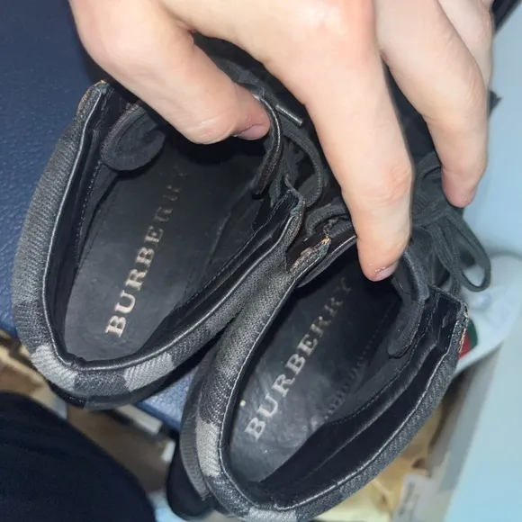 Burberry Check Canvas Leather High Top Sneakers