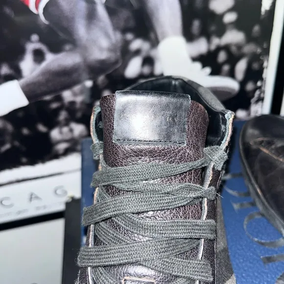 Burberry Check Canvas Leather High Top Sneakers