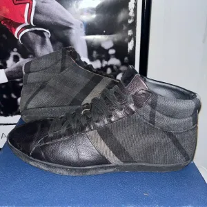Burberry Check Canvas Leather High Top Sneakers
