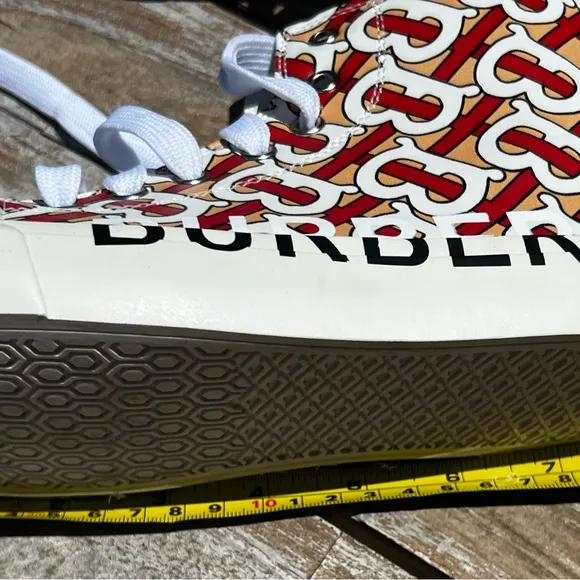 Burberry Red and White High-Top Sneakers