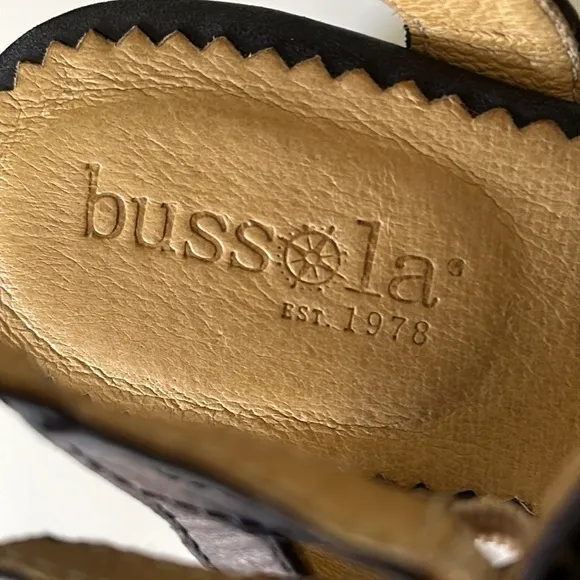 Bussola Leather Cork Wedge Double Buckle Strappy Sandals Size EU 41  US 10.5 EUC