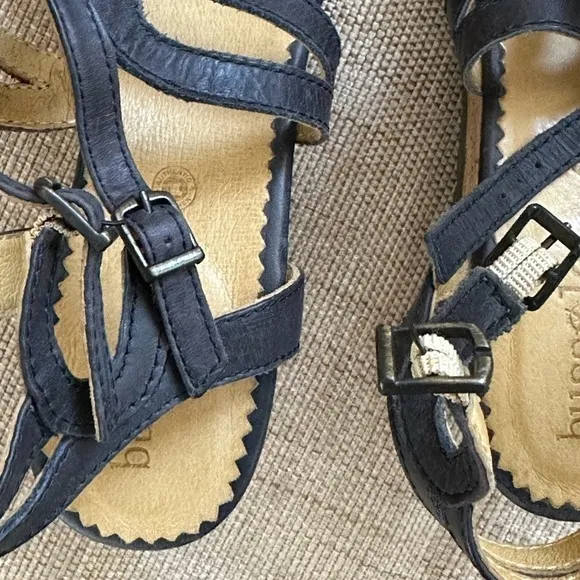 Bussola Leather Cork Wedge Double Buckle Strappy Sandals Size EU 41  US 10.5 EUC