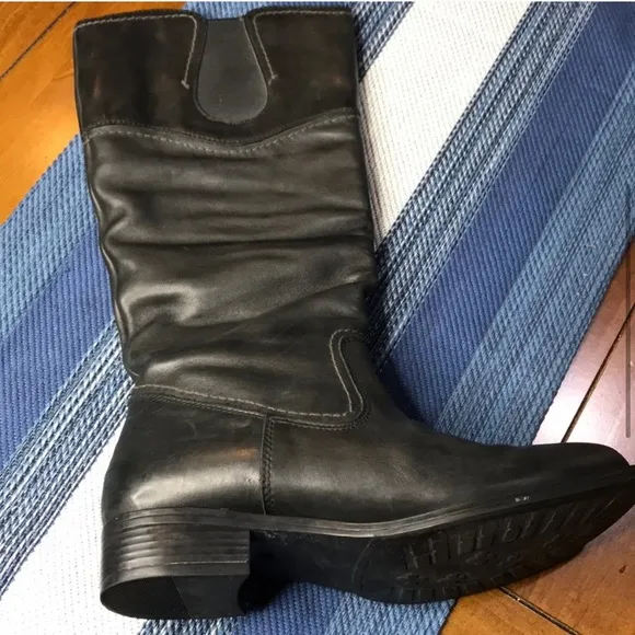 BUSSOLA Slouch Black Riding Aqua ShieldLeather Boots 10