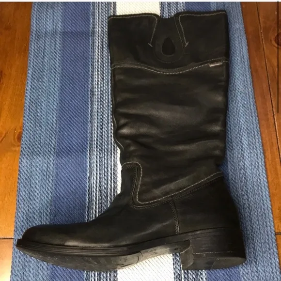 BUSSOLA Slouch Black Riding Aqua ShieldLeather Boots 10