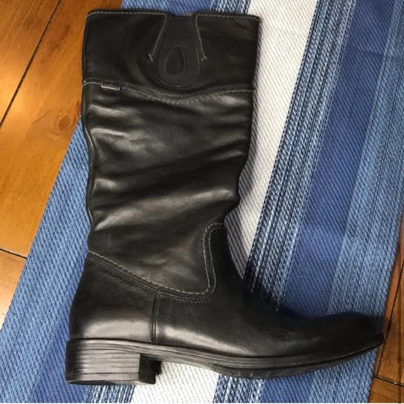 BUSSOLA Slouch Black Riding Aqua ShieldLeather Boots 10