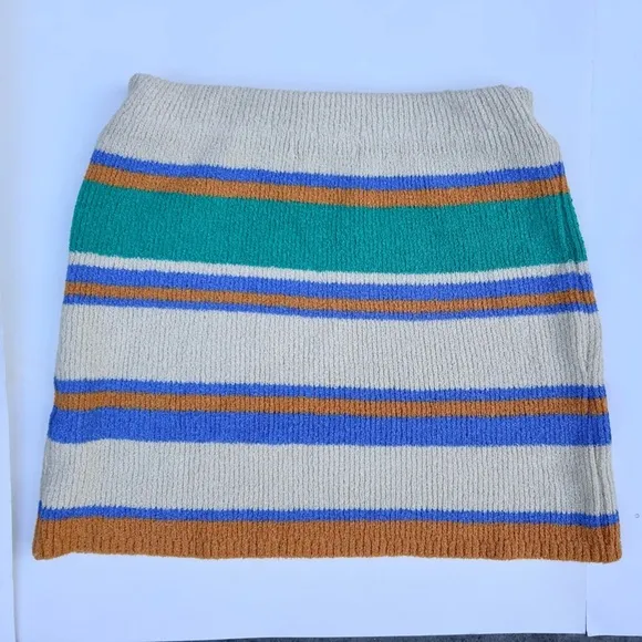 By together Mini Skirt  Multicolor Striped Stretch Elastic WaistKnit medium