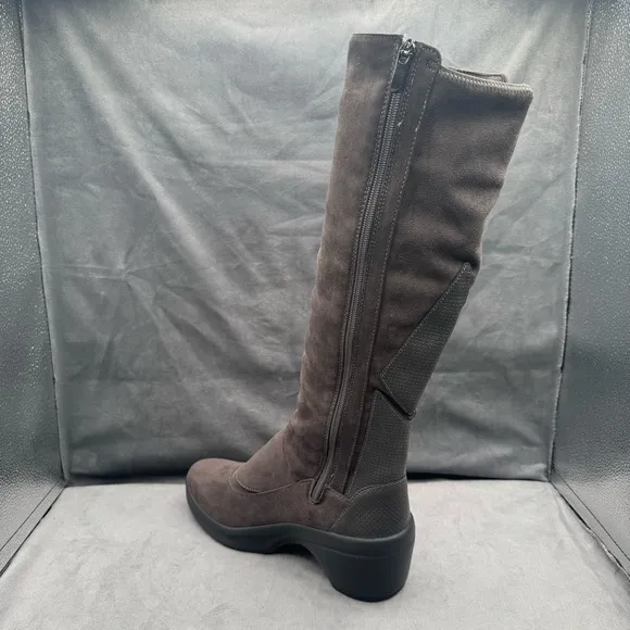 Bzees Wishlist Tall Boots Women’s Size 9W Grey Side‎ Zip Stretch Microfiber