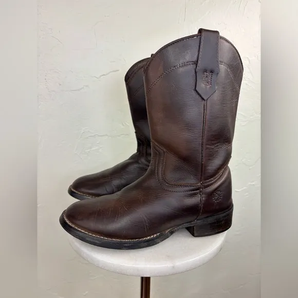 CABALLO DORADO Kid's‎ Western Cowboy Boot Brown Boy Leather Round Toe Size 2