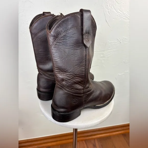 CABALLO DORADO Kid's‎ Western Cowboy Boot Brown Boy Leather Round Toe Size 2
