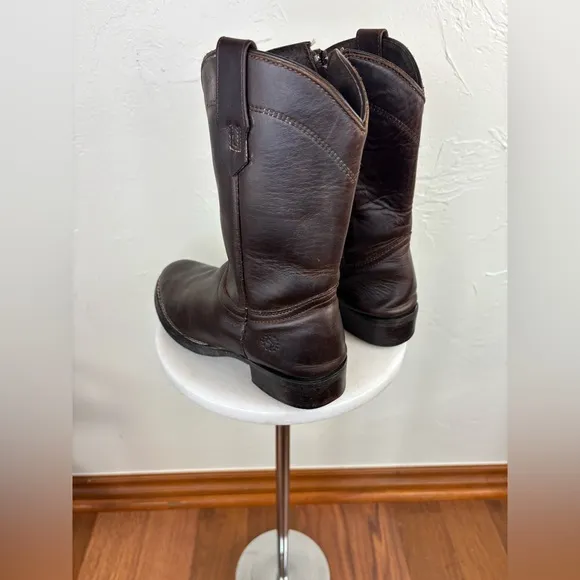 CABALLO DORADO Kid's‎ Western Cowboy Boot Brown Boy Leather Round Toe Size 2