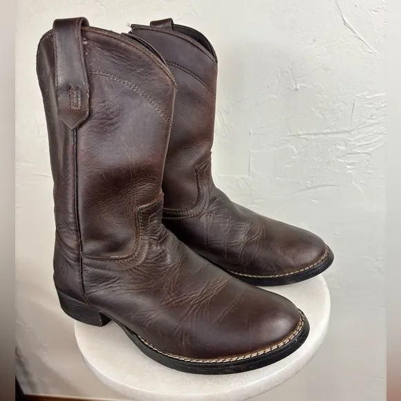 CABALLO DORADO Kid's‎ Western Cowboy Boot Brown Boy Leather Round Toe Size 2