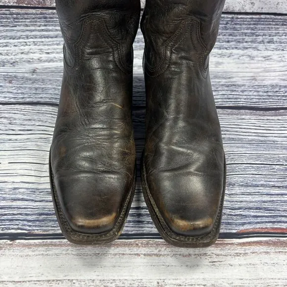 Caborca Chocolate Brown Leather Western Riding Boots, Women’s Size 8.5 25.5