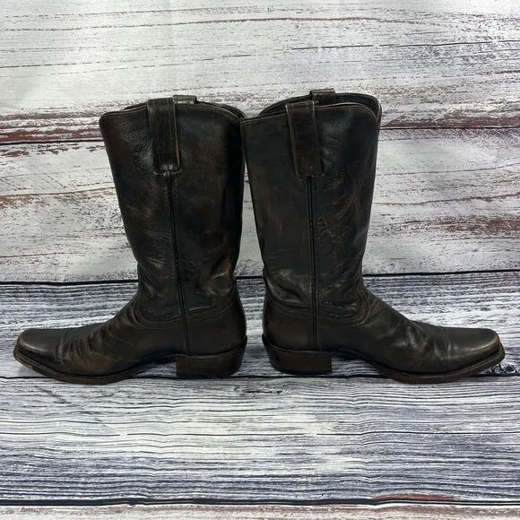 Caborca Chocolate Brown Leather Western Riding Boots, Women’s Size 8.5 25.5