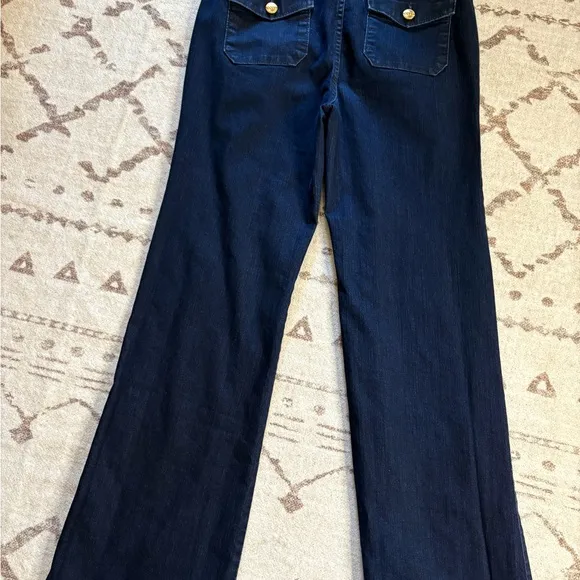 Cache , dark wash, flared Jeans size 10
