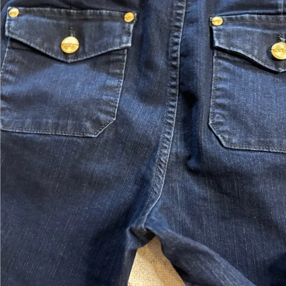 Cache , dark wash, flared Jeans size 10