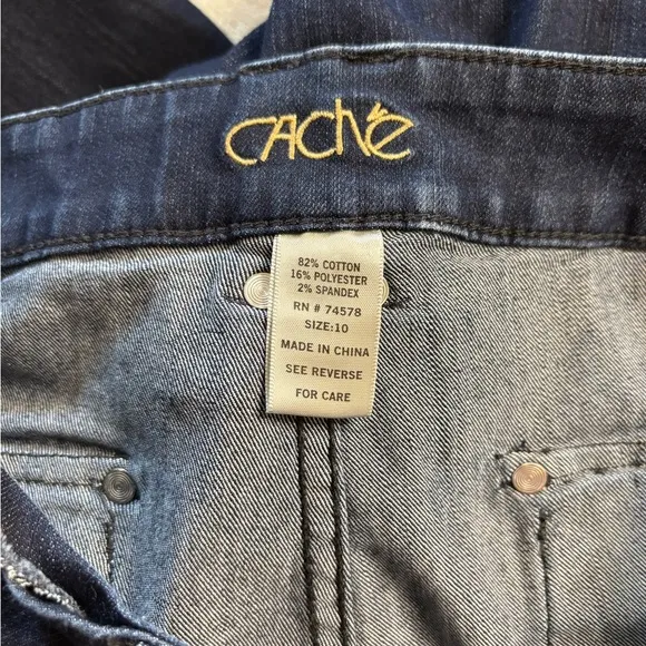Cache , dark wash, flared Jeans size 10