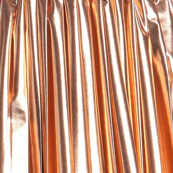Callie Lives Rose Gold Future: Viccolo Accordion Pleated Metallic Mini Skirt OS