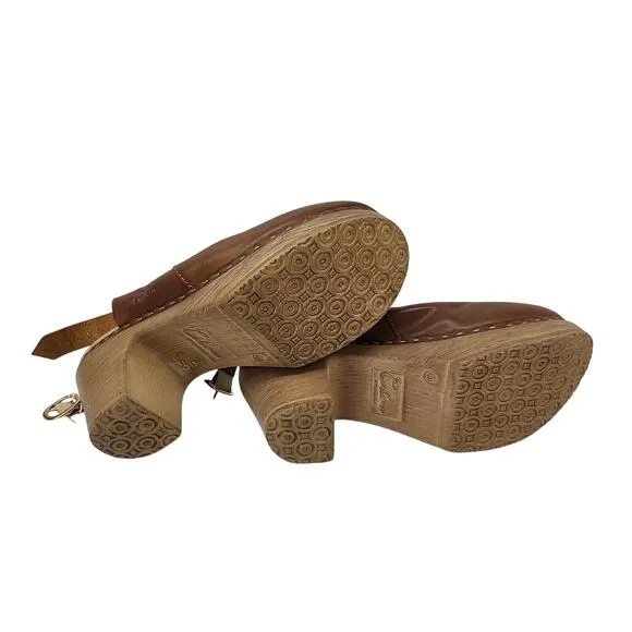 Calou Tyra Brown - Saddle Brown Mule Clog Size 9