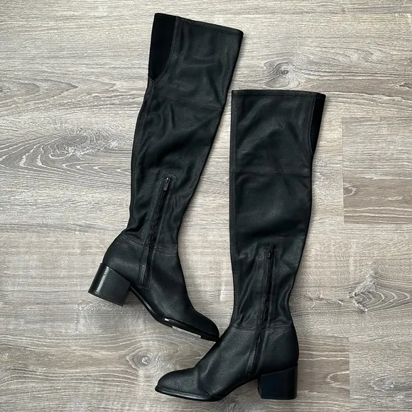 CALVIN KLEIN Black Stretchy Over-the-Knee Riding Nani Boots NWT