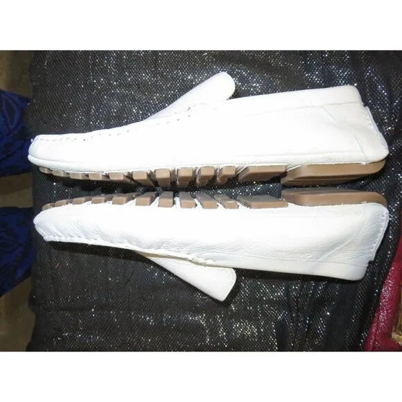 Calvin Klein Deauville White Leather Loafers Moccasins Driving Slip On Shoes 12