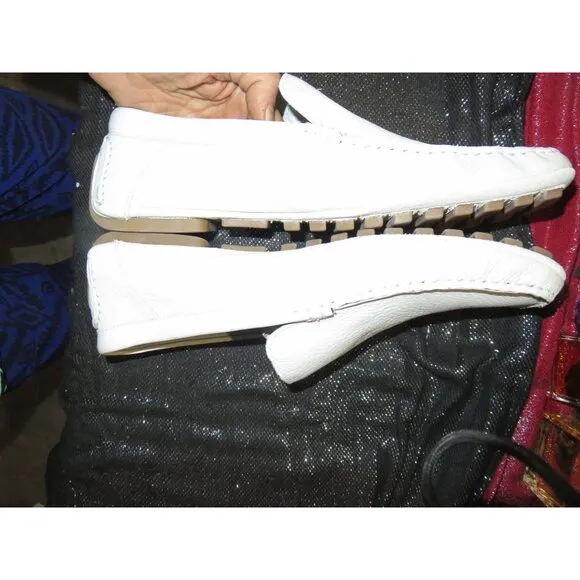 Calvin Klein Deauville White Leather Loafers Moccasins Driving Slip On Shoes 12