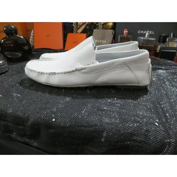 Calvin Klein Deauville White Leather Loafers Moccasins Driving Slip On Shoes 12