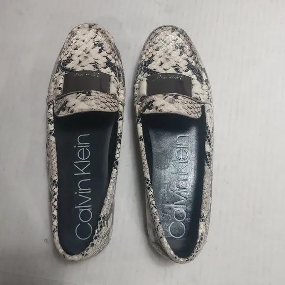 Calvin Klein Lisette Snake Skin Print Leather Loafers Size 10M