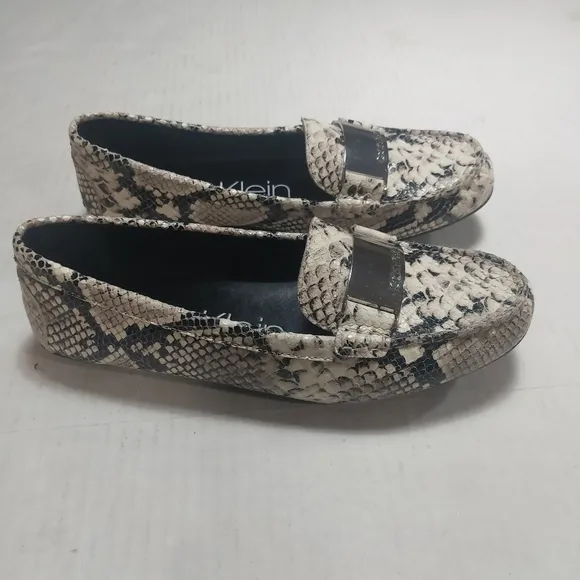 Calvin Klein Lisette Snake Skin Print Leather Loafers Size 10M