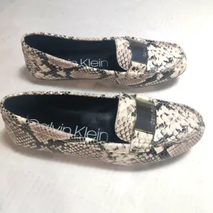 Calvin Klein Lisette Snake Skin Print Leather Loafers Size 10M