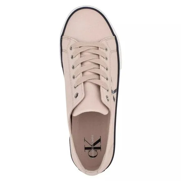Calvin Klein Men Fate Low Top Sneakers Size US 9M Light Natural Canvas Fabric